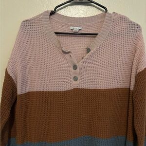 American Eagle Outfitters V-Neck Sweater - Pink, Brown, Blue